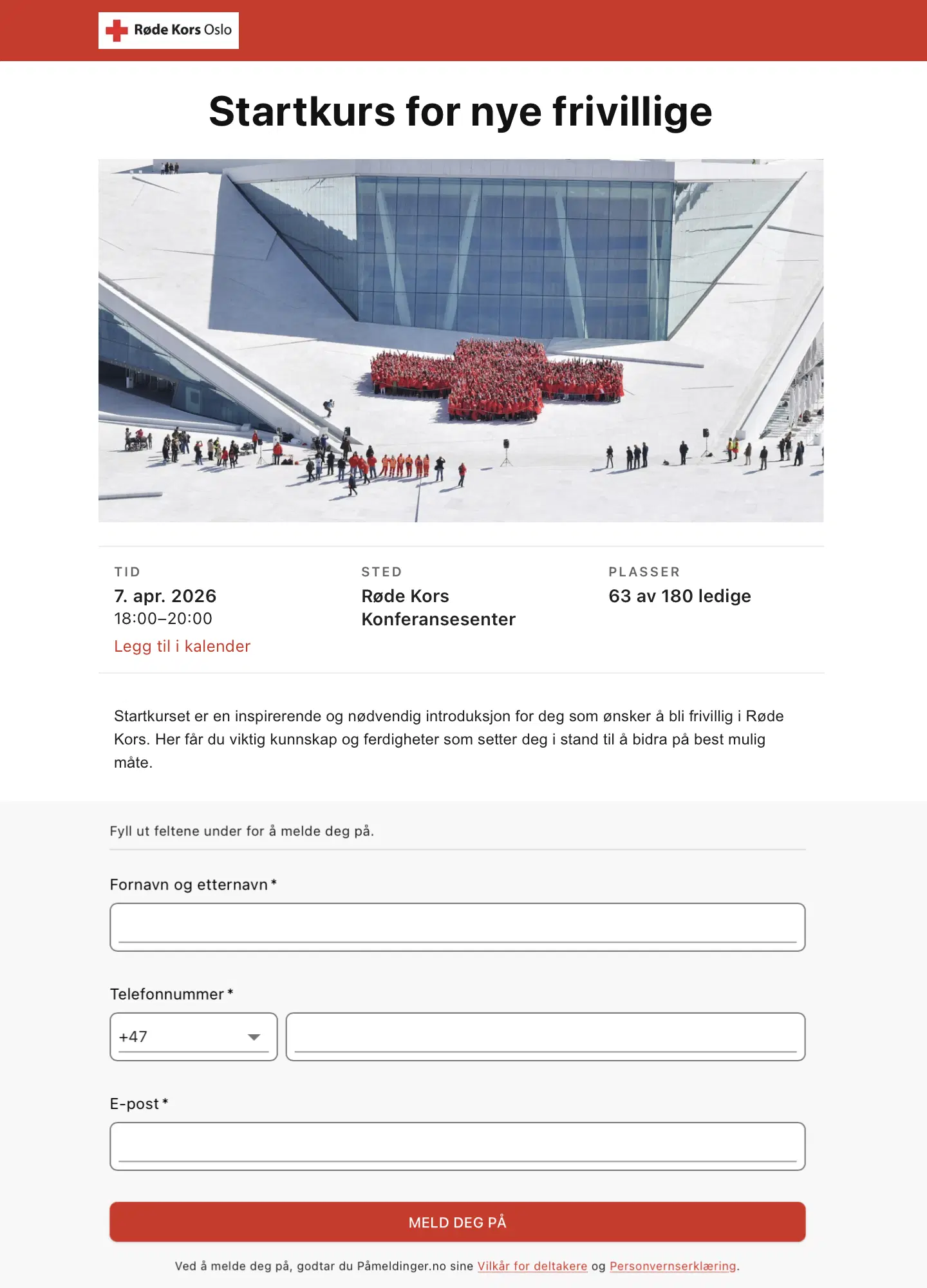 Påmeldingsskjema for konferanse med tilvalg