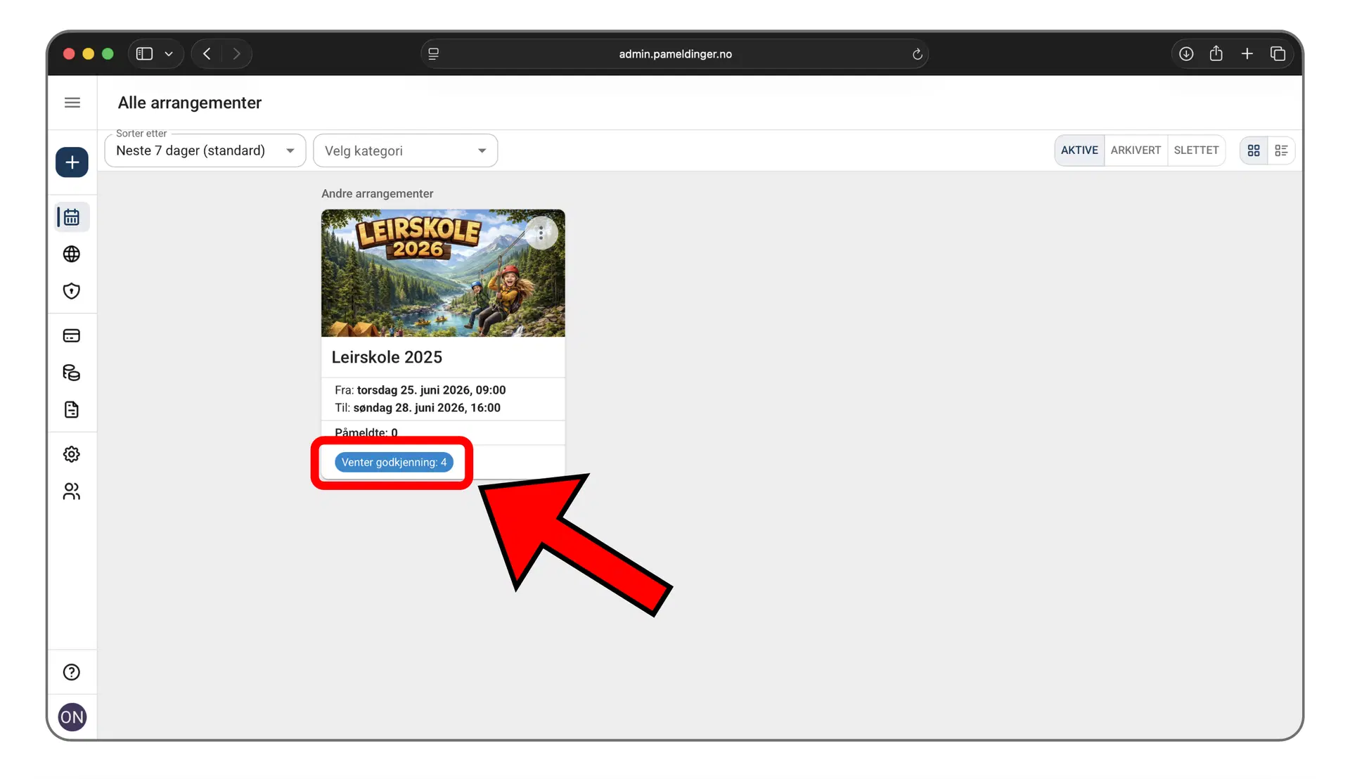 Oversikt over antall deltakere på interesselisten