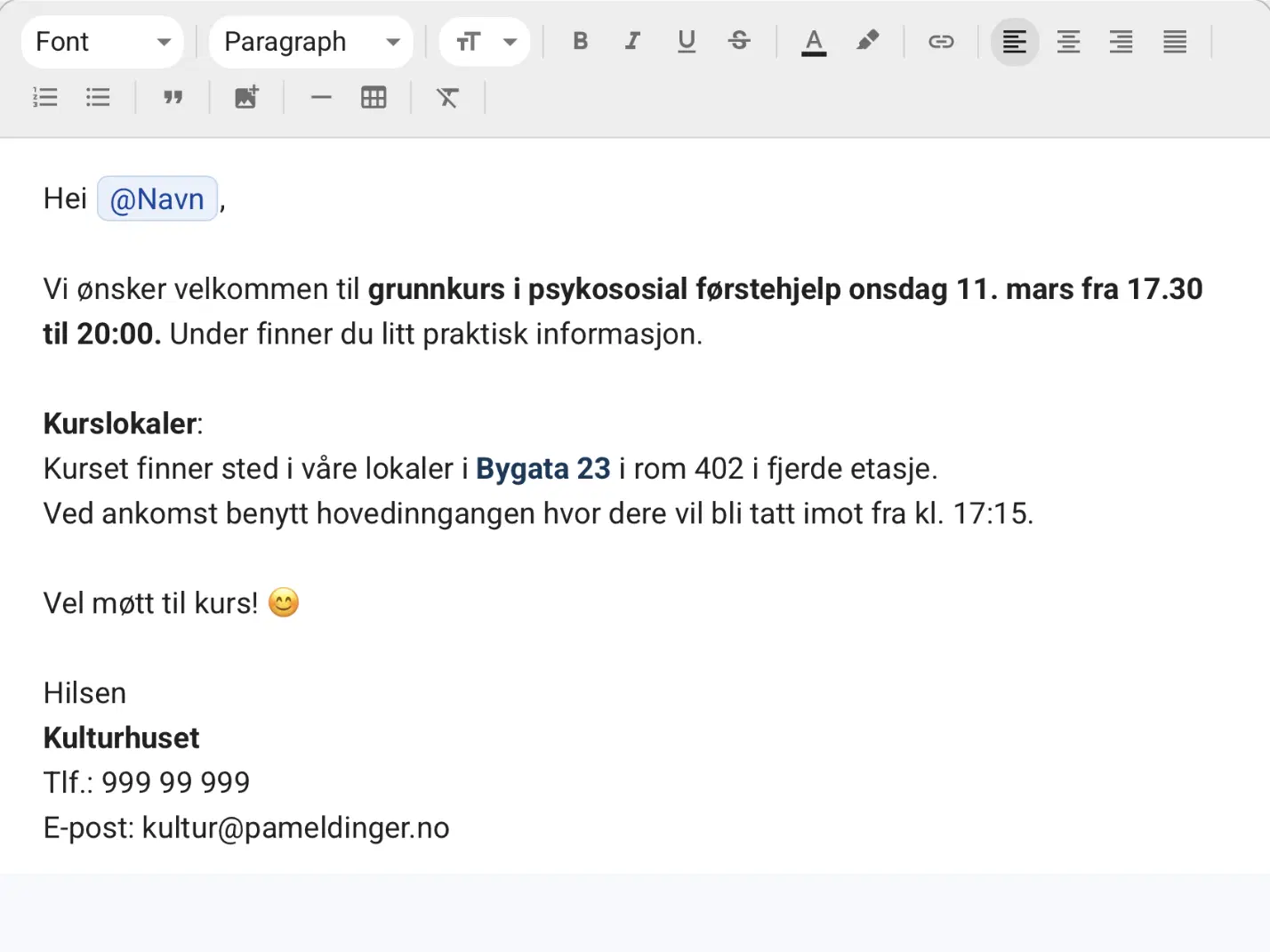 Oppsett av personaliserte varsler med dynamisk innhold