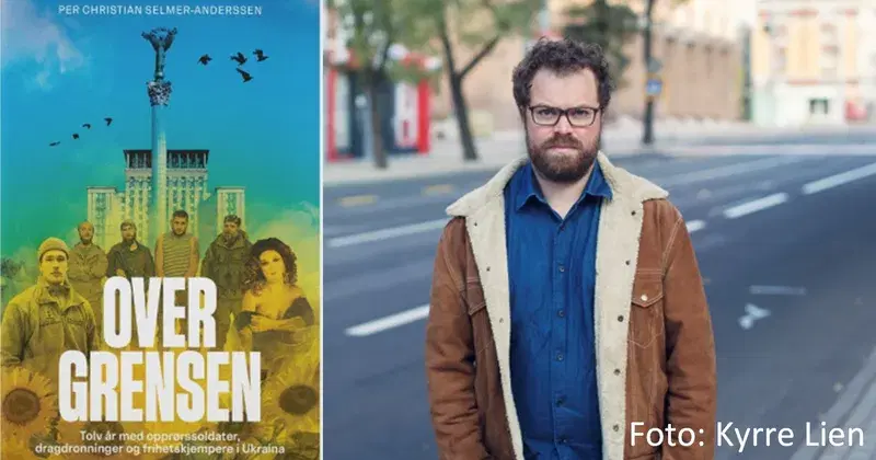 Bilde av forfatter Per Christian Selmer-Andersen og bokomslag "Over grensen"